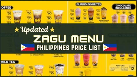 Zagu Featured Flavor Menu Prices Philippines.